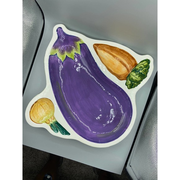 Vintage Eggplant Onions Carrot Serving Dish CBK 98 - Picture 1 of 11
